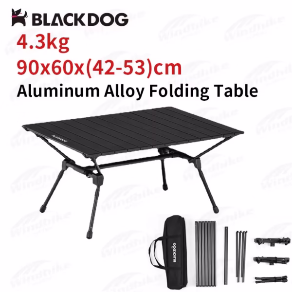 -BLACKDOG Folding Table Aluminium Alloy 4.3kg Ultralight Adjustable Height Outdoor Camping Picnic Portable Table