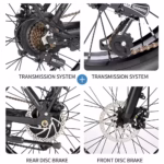 2024 New H20 PRO Electric Bicycle 48V 23AH 2000W 20 Inch Fat Tire folding Outdoor Ebike Mountain Snow Waterproof Electric Bike - Image 6