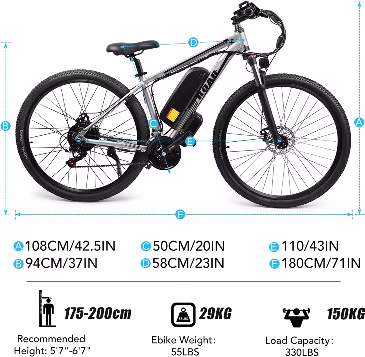 29" Electric Bike for Adults 1000W Ebike for Adults with 48V 17.5AH Battery 45km/h Electric Bicycles 21 Speed Mountain E-bike - Image 5