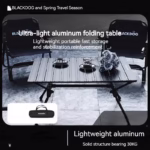 -BLACKDOG Folding Table Aluminium Alloy 4.3kg Ultralight Adjustable Height Outdoor Camping Picnic Portable Table - Image 5