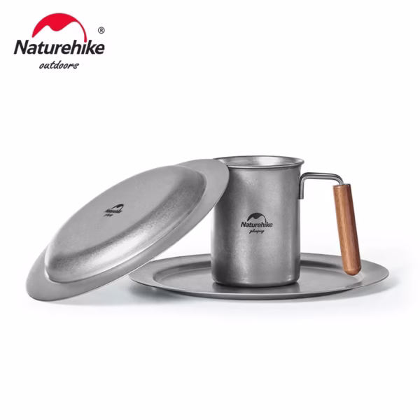Outdoor Tableware Stainless Steel Plate Bowl Camping Cookware Frying Pan Hiking Stainless Steel Cups Food Containers