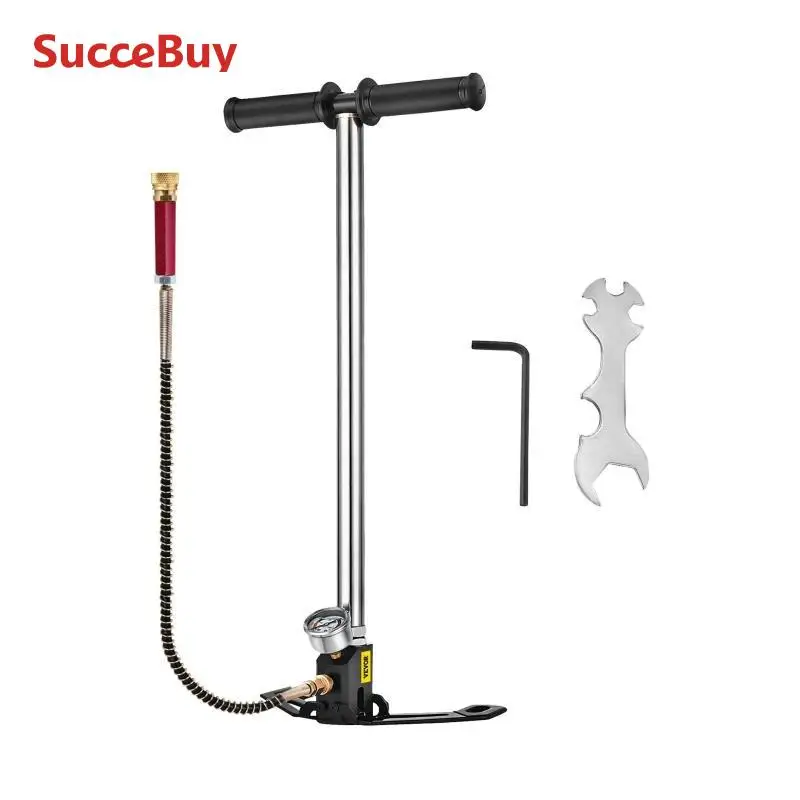 SucceBuy 3 Stage PCP Pump + Pressure Gauge 4500PSI Tire Kayak Ball Inflatable Air Gun Filling Stirrup High Pressure Hand Pump