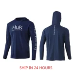 HUK Long Sleeve Fishing Shirt with Cap - UPF 50 Sun Protection