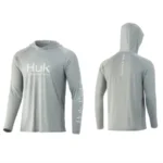 HUK Long Sleeve Fishing Shirt with Cap - UPF 50 Sun Protection - Image 2