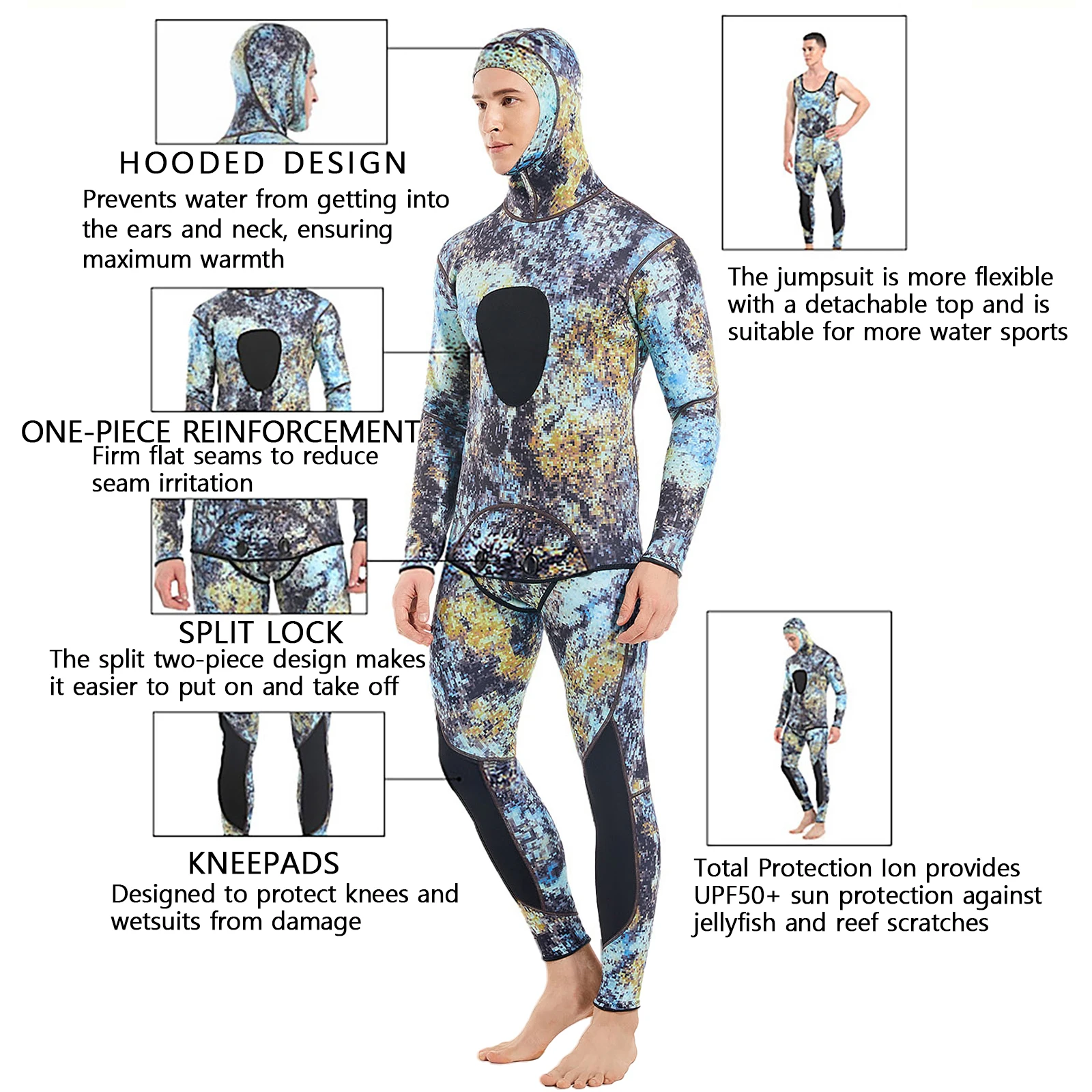DEMMET 5mm CR Freediving Hunting Fish Suit Camouflage Two Piece Wetsuit Men's Snorkeling Kayak Swimming Harpoon Fishing Wetsuit 4 kf S251d211a0b5a4de48ec4c5cf140588baN