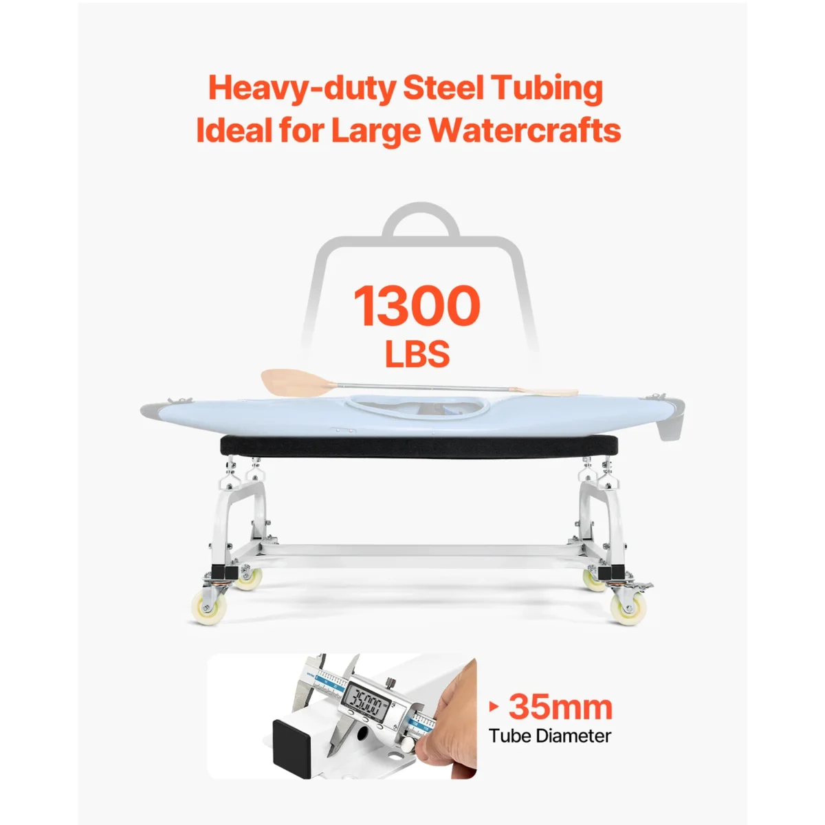 VEVOR 1000/1300 lbs Watercraft PWC Dolly Jet Ski Stand PWC Cart with 4 Casters & Adjustable Bunks for Moving Kayaks Speedboats - Image 2