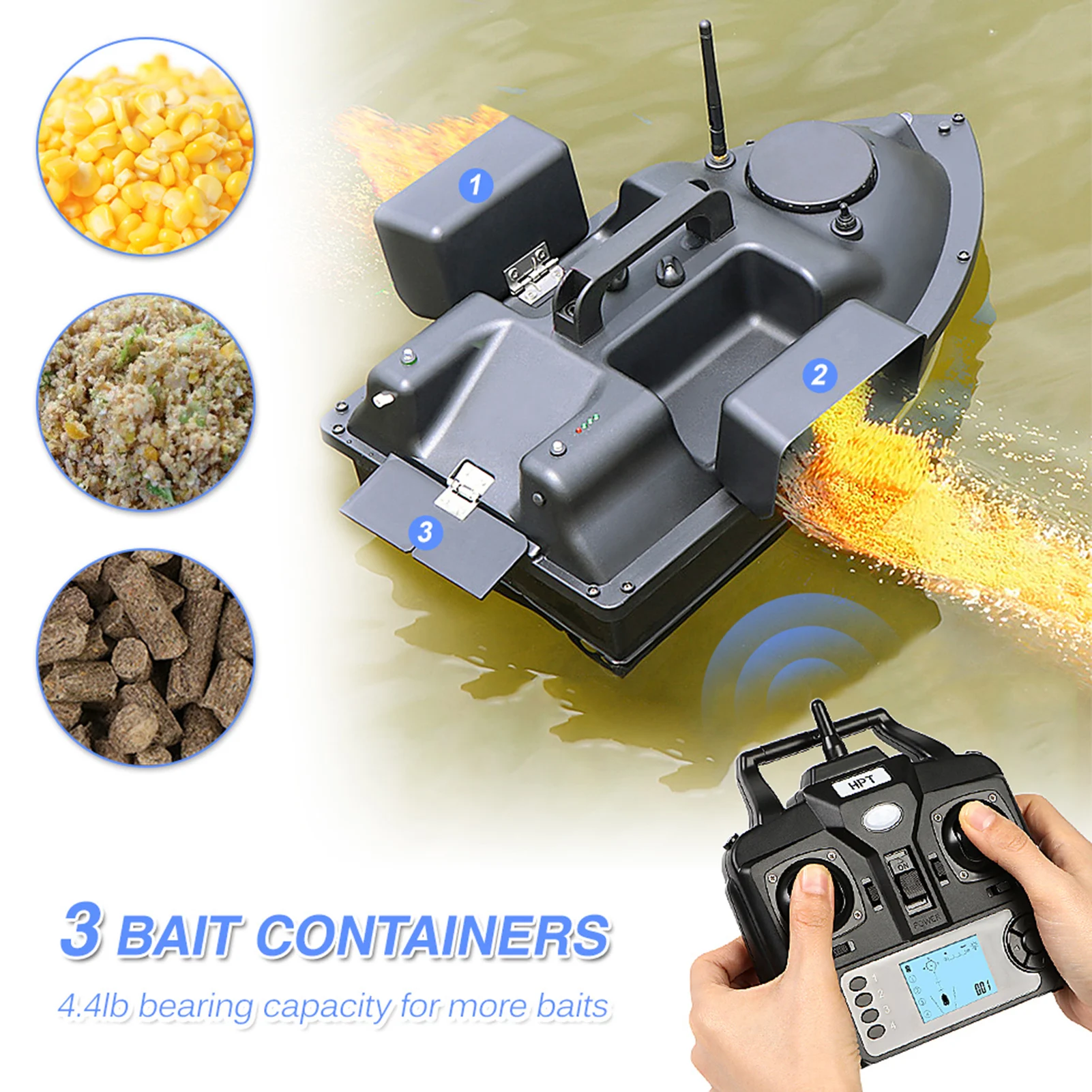 GPS Bait Boat with Automatic Return & 3 Bait Compartments