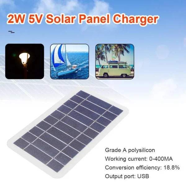 5V 2W Solar Panel Output USB Outdoor Portable Solar System Mobile Phone Chargers Cellphone Charging Device