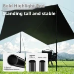 BLACKDOG Hexagonal Canopy for 6-8 Person Black Coated 150D Oxford Sunshade Waterproof PU5000+ Square Sun Shelter Tent - Image 6