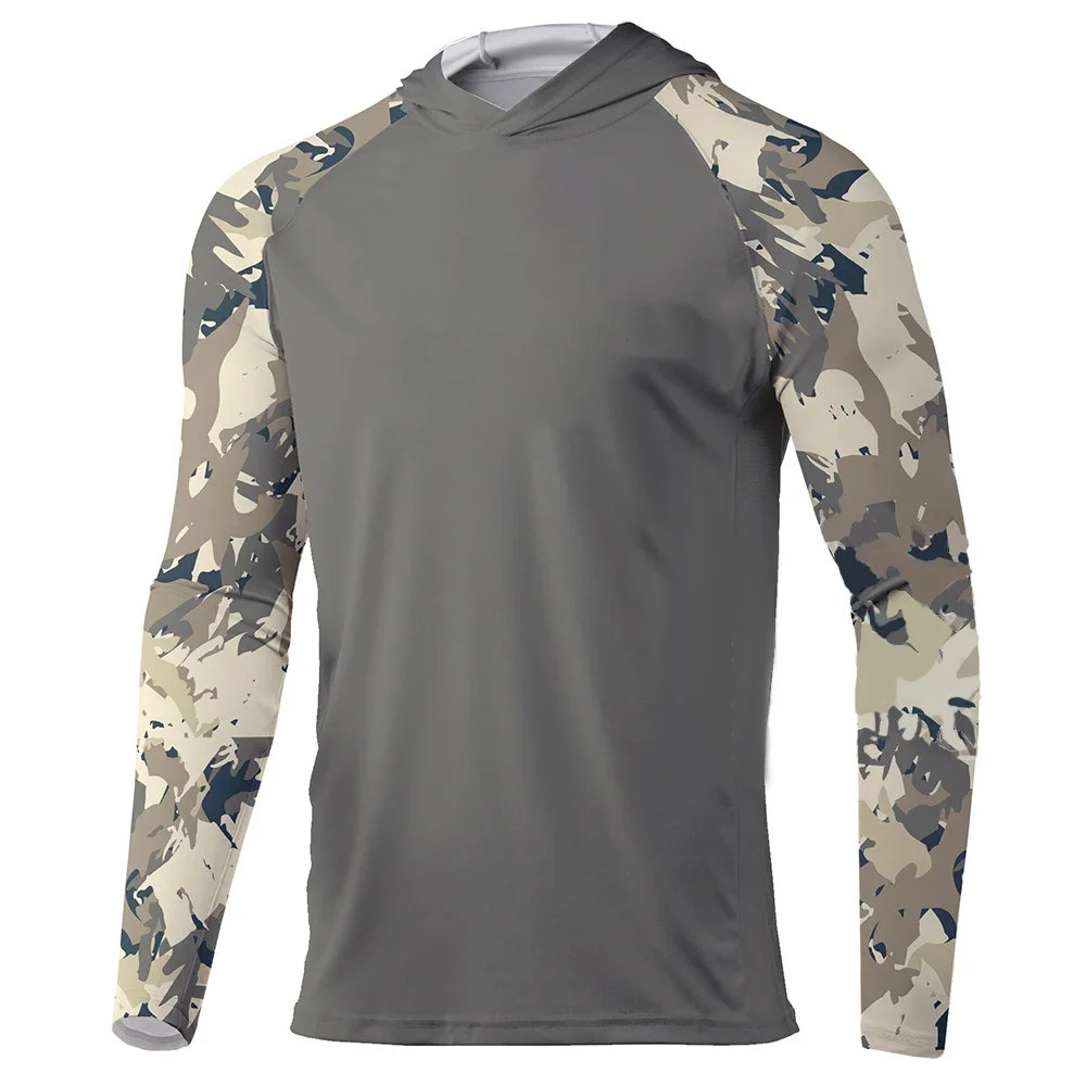 Men's Green Camo Fishing Hoodie - Sun Protection & Comfort