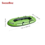 SucceBuy Inflatable Boat 4-Person Inflatable Fishing Boat Strong Portable Boat Raft Kayak 45.6" Aluminum Oars High Output Pump