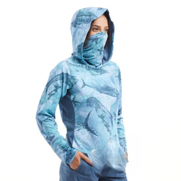 Women's UV Protection Fishing Hoodie with Face Mask - Quick-Dry Comfort