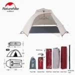 Cloud Up 2 Tent 2 Person Ultralight Camping Tent 210T 20D Nylon Waterproof Outdoor Hiking Backpacking Tent with Mat - Image 3