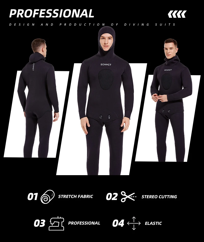 DEMMET 5mm CR Freediving Hunting Fish Suit Camouflage Two Piece Wetsuit Men's Snorkeling Kayak Swimming Harpoon Fishing Wetsuit 6 kf S6c15333883d64d38bc49f301a712153fi