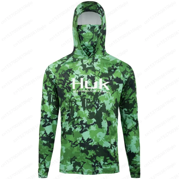 HUK Camouflage Hooded Fishing Shirt - UPF 50+ Protection