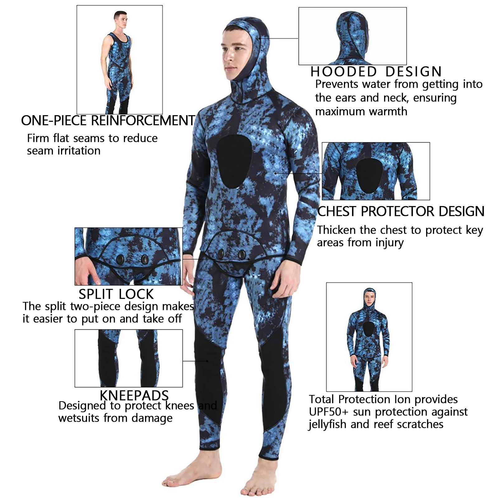 DEMMET 5mm CR Freediving Hunting Fish Suit Camouflage Two Piece Wetsuit Men's Snorkeling Kayak Swimming Harpoon Fishing Wetsuit 3 kf S6f65c02757b4404d92592aed2f9f1256h