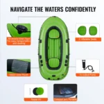 SucceBuy Inflatable Boat 4-Person Inflatable Fishing Boat Strong PVC Boat Raft Kayak 45.6" Aluminum Oars High-Output Pump - Image 6