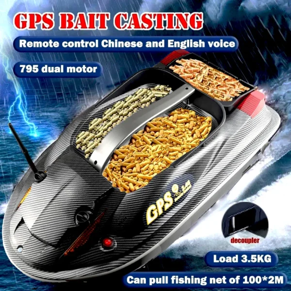HJ817 RC Bait Boat: Smart Fishing with GPS & Auto Return