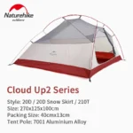 Cloud Up 2 Tent 2 Person Ultralight Camping Tent 210T 20D Nylon Waterproof Outdoor Hiking Backpacking Tent with Mat - Image 4