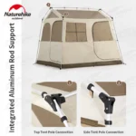 Automatic Tent With Snow Skirt 4 Season 4 People Outdoor Camping Quick Open Tent Double Layers 3 Door Waterproof Tent - Image 4