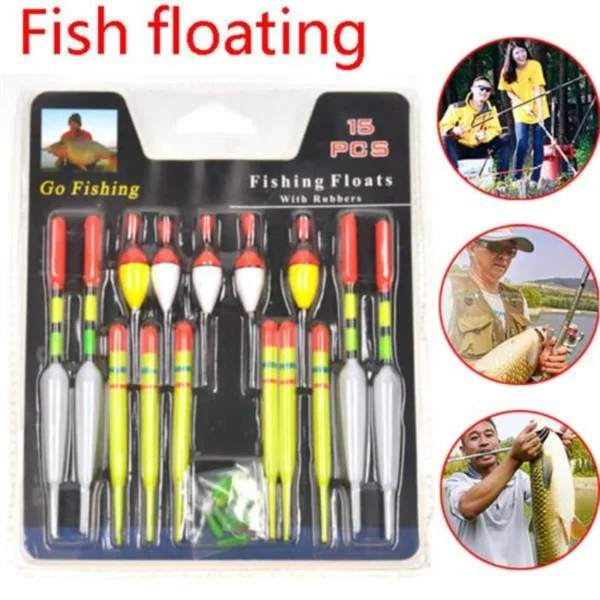 Versatile 15-Piece Fishing Float Set for All Water Adventures