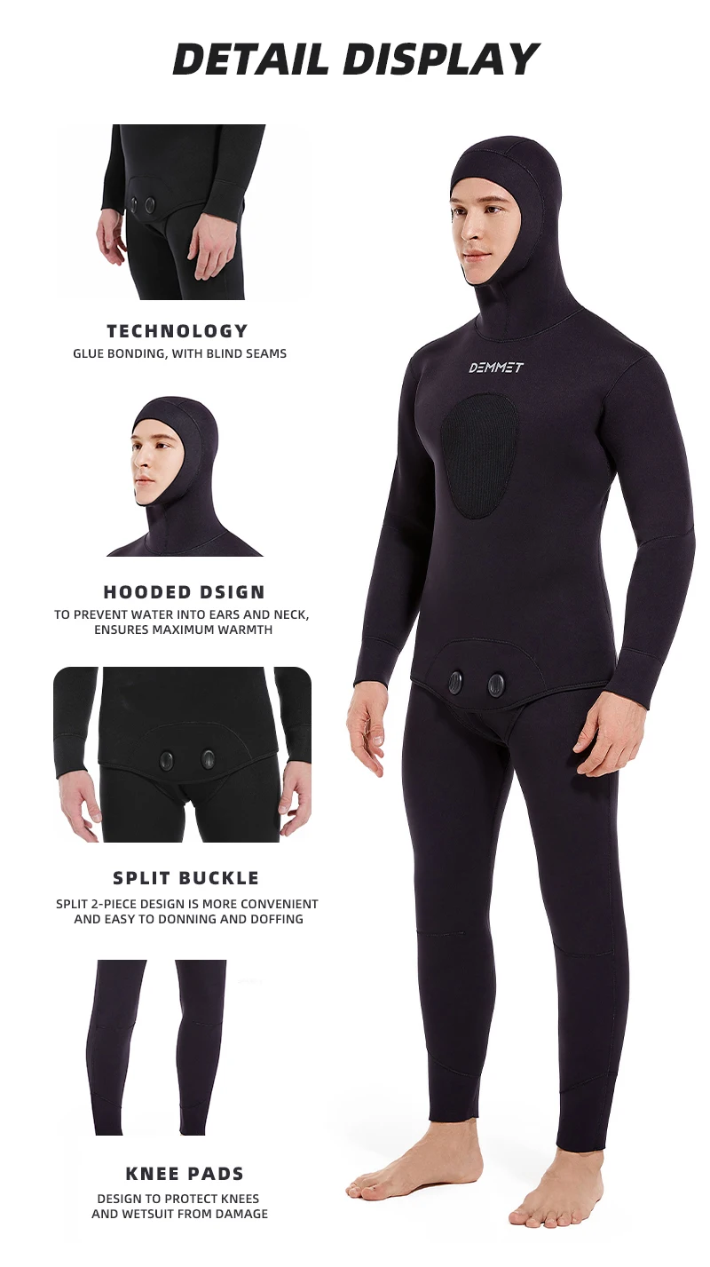 DEMMET 5mm CR Freediving Hunting Fish Suit Camouflage Two Piece Wetsuit Men's Snorkeling Kayak Swimming Harpoon Fishing Wetsuit 10 kf Sd42fb2d5b5a6494da2be77255084e2a4I