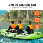 SucceBuy Inflatable Boat 4-Person Inflatable Fishing Boat Strong PVC Boat Raft Kayak 45.6" Aluminum Oars High-Output Pump - Image 2
