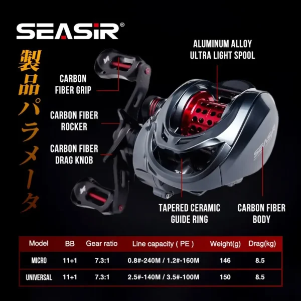 Ultralight Seasir Mansory Baitcasting Reel - 146 g Power & Precision