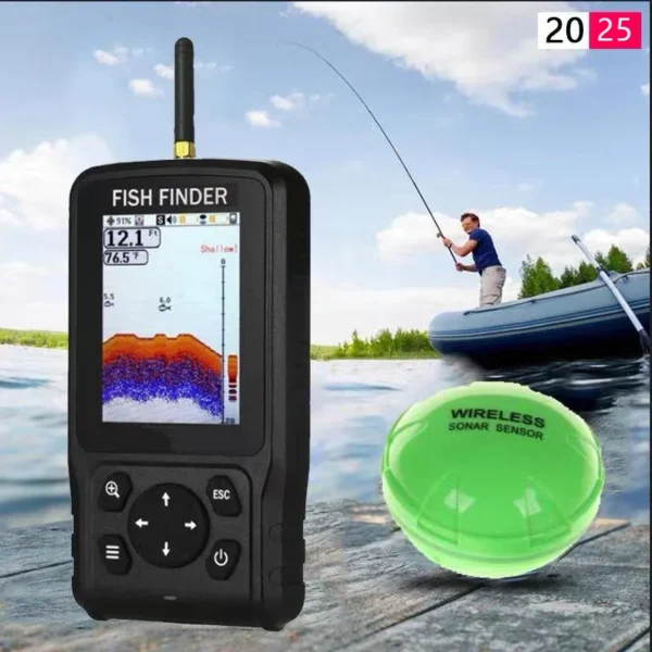 Vibrant 200 m Wireless Fish Finder with Rechargeable Power