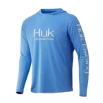 HUK Long Sleeve Fishing Shirt with Cap - UPF 50 Sun Protection - Image 3