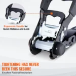 SucceBuy 4pcs Trailer Ratchet Tie Down Straps with Padded Handles Hook Brake Binding Belt for Moving Securing Cargo Motorcycle - Image 3