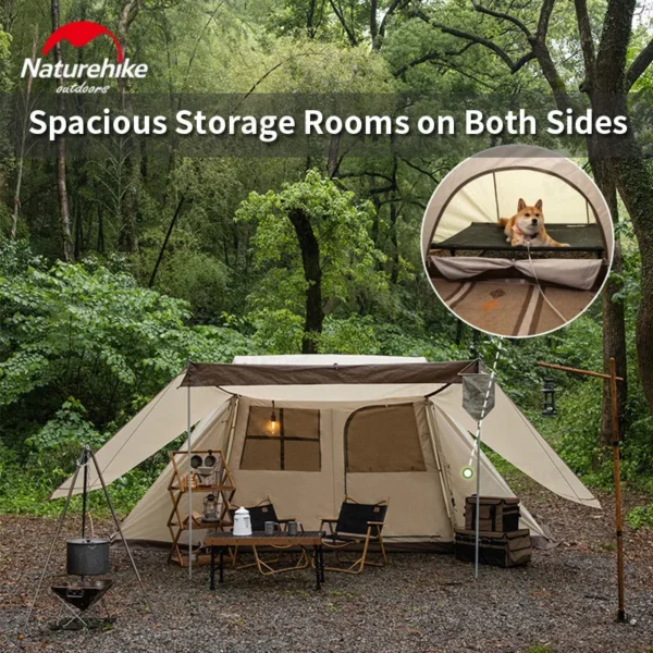 Automatic Tent With Snow Skirt 4 Season 4 People Outdoor Camping Quick Open Tent Double Layers 3 Door Waterproof Tent