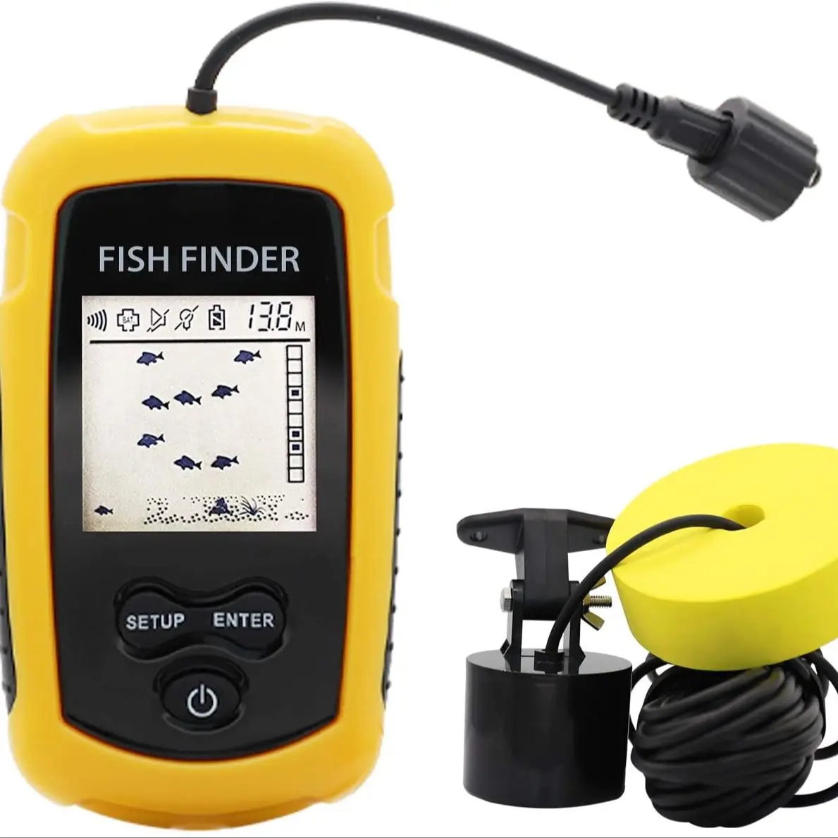 Portable 100 M Sonar Fish Finder with Alarm & Wide Coverage