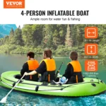 SucceBuy Inflatable Boat 4-Person Inflatable Fishing Boat Strong Portable Boat Raft Kayak 45.6" Aluminum Oars High Output Pump - Image 2