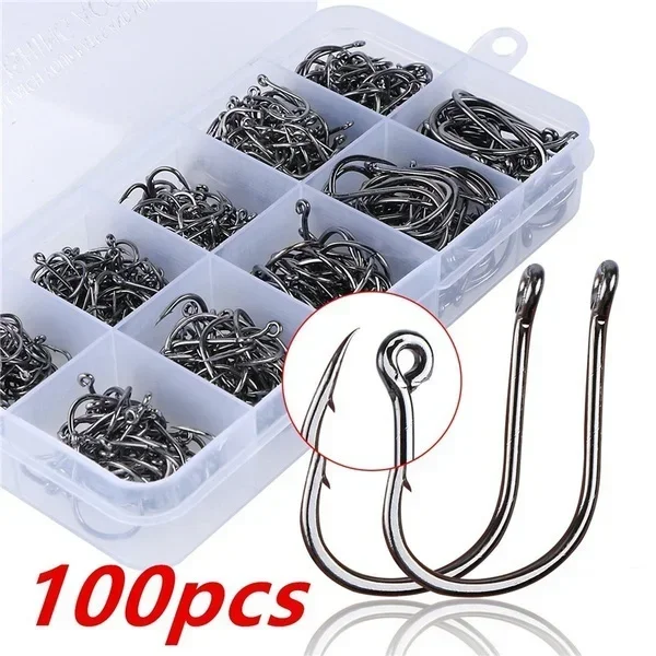 Elevate Your Fishing Game: 100 Premium Carbon Steel Hooks