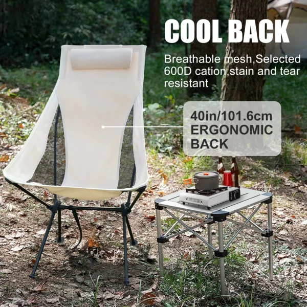 Ultimate Comfort Folding Camping Chair with Headrest - WEST TUNE