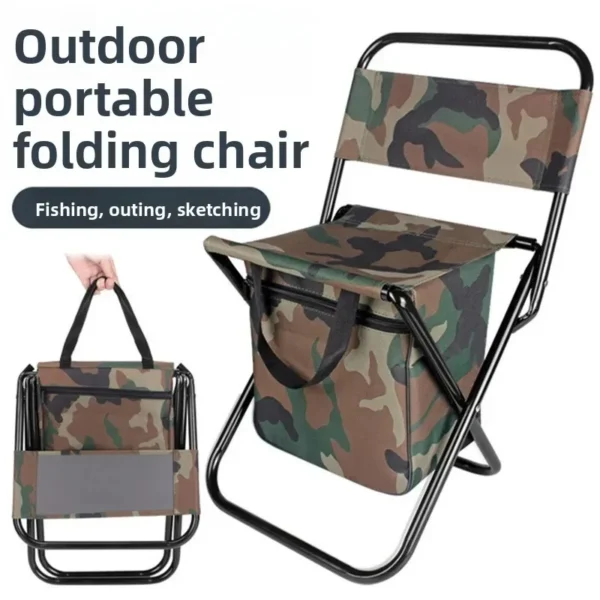 Comfortable Camping Chair with Retractable Backrest & Bag